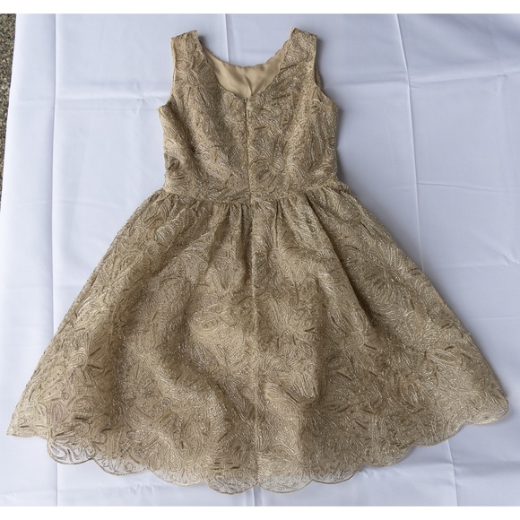 Champagne embellished Oscar de la Renta dress - Picture 3 of 10